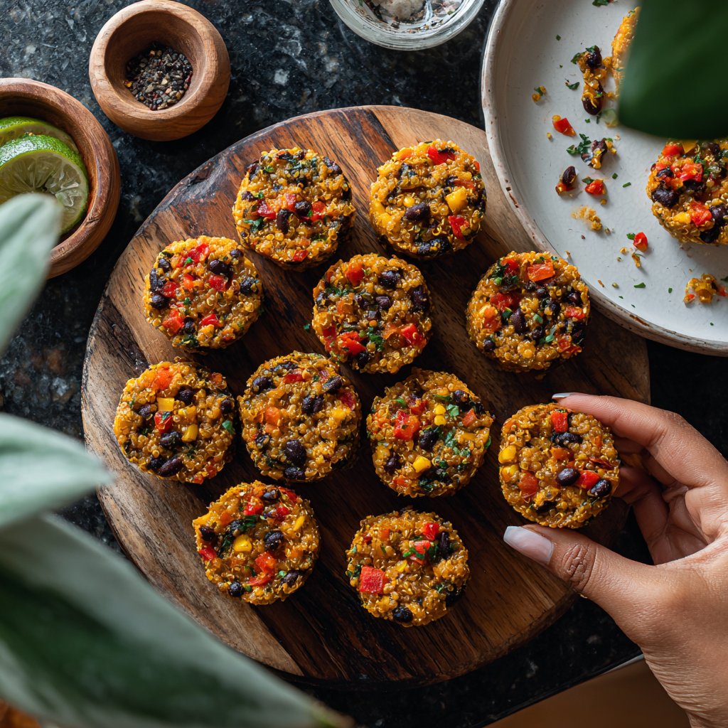 Fiesta Quinoa and Black Bean Bites