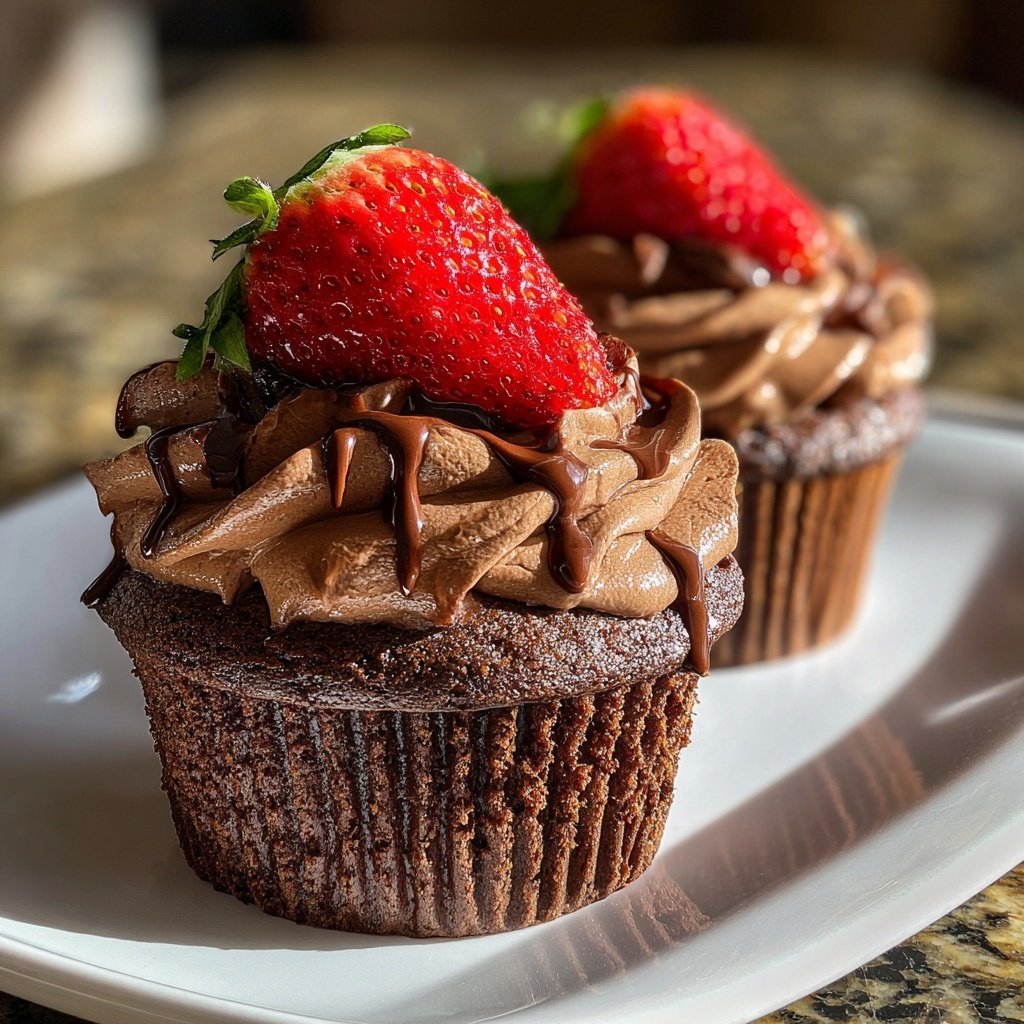 Double Chocolate Strawberry Cupcakes