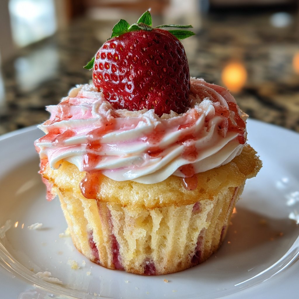 Sweet Strawberry Cream Cupcake