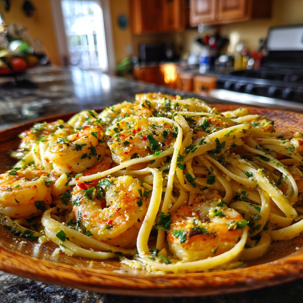 Garlic Shrimp Linguine Delight