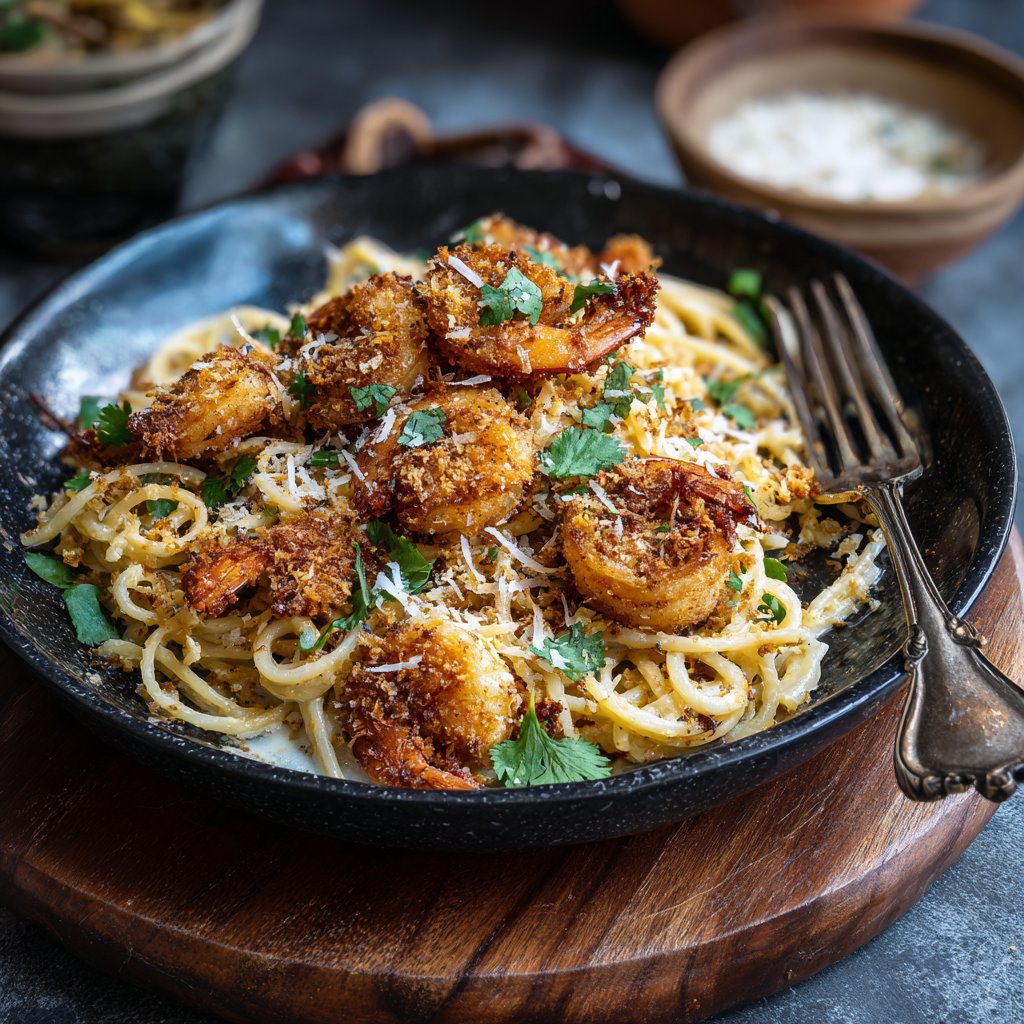 Crispy Coconut Shrimp Pasta