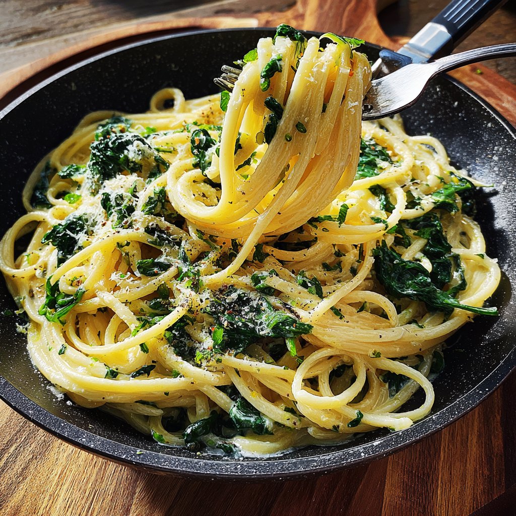 Pasta with Spinach and Lemon Cream