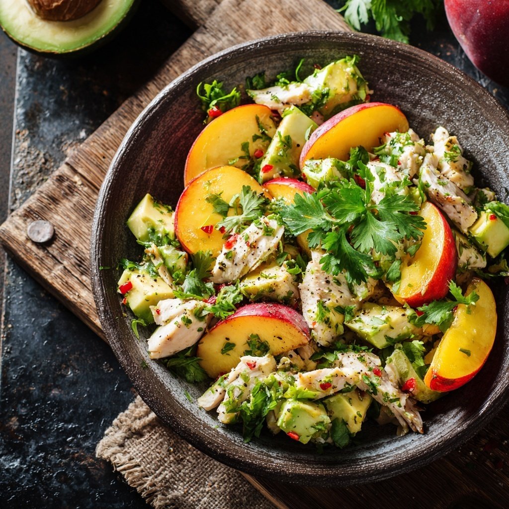 Peachy Chicken Avocado Salad